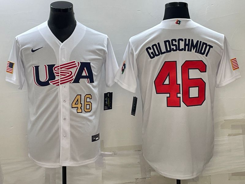 Men 2023 World Cub USA 46 Goldschmidt White Nike MLB Jersey3